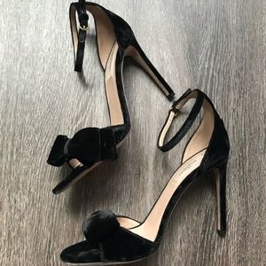 Valentino Black Garavani Velvet Bow Sandal Pumps